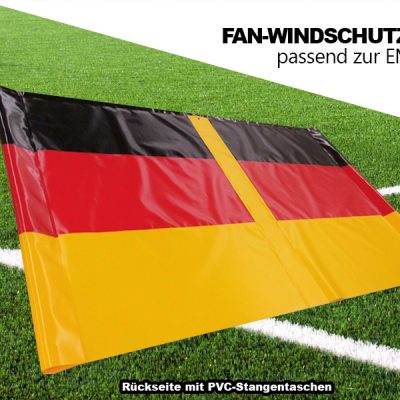 Rückseite mit PVC Stangentaschen / Fan-Windschutz EM 2016